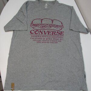 Converse "Sandwiches,pizza, calzones" Grey Graphic T-Shirt Short sleeve Men Med.